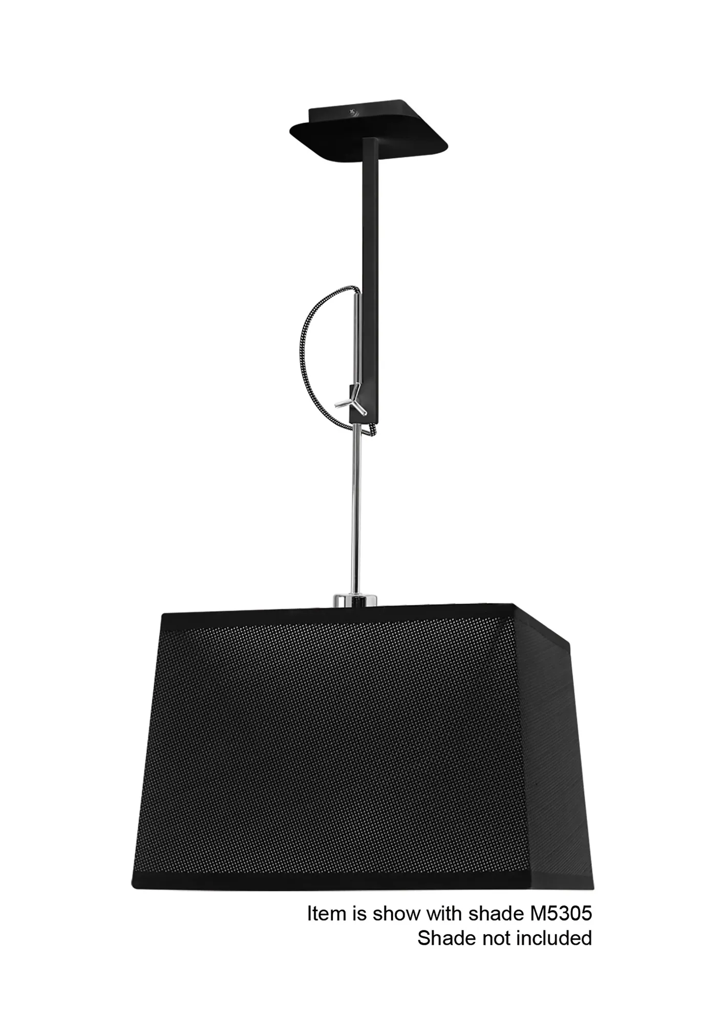 M5301  Habana Telescopic Square Pendant 1 Light Without Shade Black